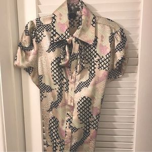 BCBG Max Azria lavalliere bow collar blouse